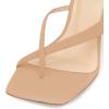 imageFSJ Women Casual Flip Flop Slide Mule Shoes Square Open Toe Thong Sandal Summer Wedge High Heel Size 415 USTan