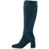 imageFSJ Women Fashion Round Toe Chunky Block Heel Knee High Riding Boots Laces Dress Shoes Size 415 USGreen