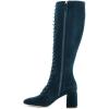 imageFSJ Women Fashion Round Toe Chunky Block Heel Knee High Riding Boots Laces Dress Shoes Size 415 USGreen