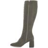 imageFSJ Women Fashion Round Toe Chunky Block Heel Knee High Riding Boots Laces Dress Shoes Size 415 USGrey