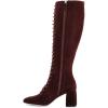 imageFSJ Women Fashion Round Toe Chunky Block Heel Knee High Riding Boots Laces Dress Shoes Size 415 USWine