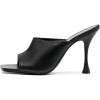 imageFSJ Women Fashion Spool Heel Mules Squared Open Toe Comfortable Slip On Mid High Heels Sandals Casual Evening Party Shoes Size 415 USBlack