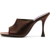imageFSJ Women Fashion Spool Heel Mules Squared Open Toe Comfortable Slip On Mid High Heels Sandals Casual Evening Party Shoes Size 415 USChocolate