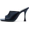 imageFSJ Women Fashion Spool Heel Mules Squared Open Toe Comfortable Slip On Mid High Heels Sandals Casual Evening Party Shoes Size 415 USMidnight Blue