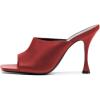 imageFSJ Women Fashion Spool Heel Mules Squared Open Toe Comfortable Slip On Mid High Heels Sandals Casual Evening Party Shoes Size 415 USRed