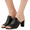 imageFSJ Women Peep Toe Mules Chunky Heeled Sandals with Studs Casual Slip On Summer Shoes Size 415 USBlack
