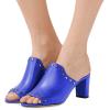imageFSJ Women Peep Toe Mules Chunky Heeled Sandals with Studs Casual Slip On Summer Shoes Size 415 USBlue