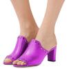 imageFSJ Women Peep Toe Mules Chunky Heeled Sandals with Studs Casual Slip On Summer Shoes Size 415 USFuchsia