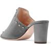 imageFSJ Women Peep Toe Mules Chunky Heeled Sandals with Studs Casual Slip On Summer Shoes Size 415 USGreysuede