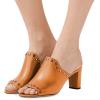 imageFSJ Women Peep Toe Mules Chunky Heeled Sandals with Studs Casual Slip On Summer Shoes Size 415 USOrange
