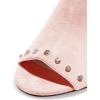 imageFSJ Women Peep Toe Mules Chunky Heeled Sandals with Studs Casual Slip On Summer Shoes Size 415 USPinksuede
