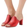 imageFSJ Women Peep Toe Mules Chunky Heeled Sandals with Studs Casual Slip On Summer Shoes Size 415 USRed