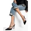 imageFSJ Women Sexy Rhinestone Slide Mules Pumps Pointed Strappy High Heels Sandals for Party Evening ShoesBlack