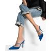 imageFSJ Women Sexy Rhinestone Slide Mules Pumps Pointed Strappy High Heels Sandals for Party Evening ShoesDodger Blue