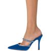 imageFSJ Women Sexy Rhinestone Slide Mules Pumps Pointed Strappy High Heels Sandals for Party Evening ShoesDodger Blue