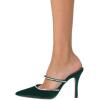 imageFSJ Women Sexy Rhinestone Slide Mules Pumps Pointed Strappy High Heels Sandals for Party Evening ShoesForest Green