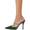 imageFSJ Women Sexy Rhinestone Slide Mules Pumps Pointed Strappy High Heels Sandals for Party Evening ShoesGreen