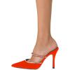 imageFSJ Women Sexy Rhinestone Slide Mules Pumps Pointed Strappy High Heels Sandals for Party Evening ShoesOrange