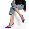 imageFSJ Women Sexy Rhinestone Slide Mules Pumps Pointed Strappy High Heels Sandals for Party Evening ShoesPurple