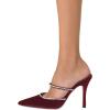 imageFSJ Women Sexy Rhinestone Slide Mules Pumps Pointed Strappy High Heels Sandals for Party Evening ShoesWine Red