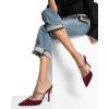 imageFSJ Women Sexy Rhinestone Slide Mules Pumps Pointed Strappy High Heels Sandals for Party Evening ShoesWine Red
