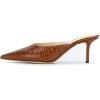 imageFSJ Women Slip On Mid High Heeled Mules Slipper Closed Pointed Toe Sandals Slides Dress Shoes Size 415 USBamboo Brown