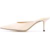 imageFSJ Women Slip On Mid High Heeled Mules Slipper Closed Pointed Toe Sandals Slides Dress Shoes Size 415 USBeige