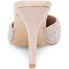 imageFSJ Women Slip On Mid High Heeled Mules Slipper Closed Pointed Toe Sandals Slides Dress Shoes Size 415 USBeige Rhinestones