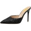 imageFSJ Women Slip On Mid High Heeled Mules Slipper Closed Pointed Toe Sandals Slides Dress Shoes Size 415 USBlack Glitter