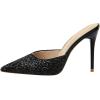 imageFSJ Women Slip On Mid High Heeled Mules Slipper Closed Pointed Toe Sandals Slides Dress Shoes Size 415 USBlack Glitter