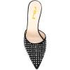 imageFSJ Women Slip On Mid High Heeled Mules Slipper Closed Pointed Toe Sandals Slides Dress Shoes Size 415 USBlack Rhinestones