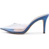 imageFSJ Women Slip On Mid High Heeled Mules Slipper Closed Pointed Toe Sandals Slides Dress Shoes Size 415 USBlue Clear