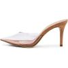 imageFSJ Women Slip On Mid High Heeled Mules Slipper Closed Pointed Toe Sandals Slides Dress Shoes Size 415 USBrown Clear