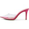 imageFSJ Women Slip On Mid High Heeled Mules Slipper Closed Pointed Toe Sandals Slides Dress Shoes Size 415 USFuchsia Clear
