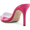 imageFSJ Women Slip On Mid High Heeled Mules Slipper Closed Pointed Toe Sandals Slides Dress Shoes Size 415 USFuchsia Clear