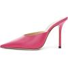 imageFSJ Women Slip On Mid High Heeled Mules Slipper Closed Pointed Toe Sandals Slides Dress Shoes Size 415 USHot Pink12 Cm