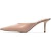 imageFSJ Women Slip On Mid High Heeled Mules Slipper Closed Pointed Toe Sandals Slides Dress Shoes Size 415 USNude