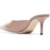 imageFSJ Women Slip On Mid High Heeled Mules Slipper Closed Pointed Toe Sandals Slides Dress Shoes Size 415 USNude