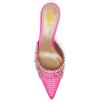 imageFSJ Women Slip On Mid High Heeled Mules Slipper Closed Pointed Toe Sandals Slides Dress Shoes Size 415 USPink