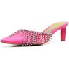 imageFSJ Women Slip On Mid High Heeled Mules Slipper Closed Pointed Toe Sandals Slides Dress Shoes Size 415 USPink
