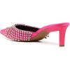 imageFSJ Women Slip On Mid High Heeled Mules Slipper Closed Pointed Toe Sandals Slides Dress Shoes Size 415 USPink
