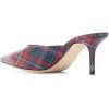 imageFSJ Women Slip On Mid High Heeled Mules Slipper Closed Pointed Toe Sandals Slides Dress Shoes Size 415 USPlaid