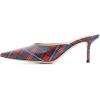 imageFSJ Women Slip On Mid High Heeled Mules Slipper Closed Pointed Toe Sandals Slides Dress Shoes Size 415 USPlaid