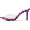 imageFSJ Women Slip On Mid High Heeled Mules Slipper Closed Pointed Toe Sandals Slides Dress Shoes Size 415 USPurple Clear