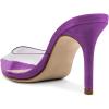 imageFSJ Women Slip On Mid High Heeled Mules Slipper Closed Pointed Toe Sandals Slides Dress Shoes Size 415 USPurple Clear