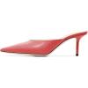 imageFSJ Women Slip On Mid High Heeled Mules Slipper Closed Pointed Toe Sandals Slides Dress Shoes Size 415 USRed