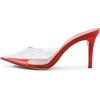 imageFSJ Women Slip On Mid High Heeled Mules Slipper Closed Pointed Toe Sandals Slides Dress Shoes Size 415 USRed Clear