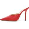 imageFSJ Women Slip On Mid High Heeled Mules Slipper Closed Pointed Toe Sandals Slides Dress Shoes Size 415 USRed12 Cm