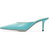 imageFSJ Women Slip On Mid High Heeled Mules Slipper Closed Pointed Toe Sandals Slides Dress Shoes Size 415 USTurquoise