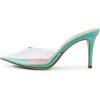 imageFSJ Women Slip On Mid High Heeled Mules Slipper Closed Pointed Toe Sandals Slides Dress Shoes Size 415 USTurquoise Clear